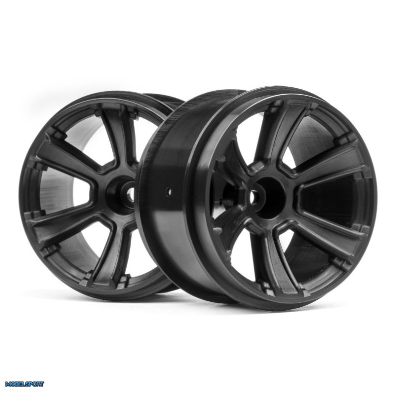 HPI 115327 6-Shot Mt Wheel (Black/2Pcs)