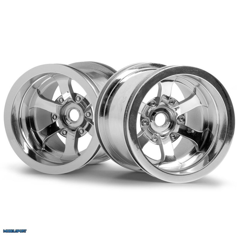 HPI 3087 Scorch 6-Spoke Wheel Shiny Chrome (55X50mm/2Pcs)