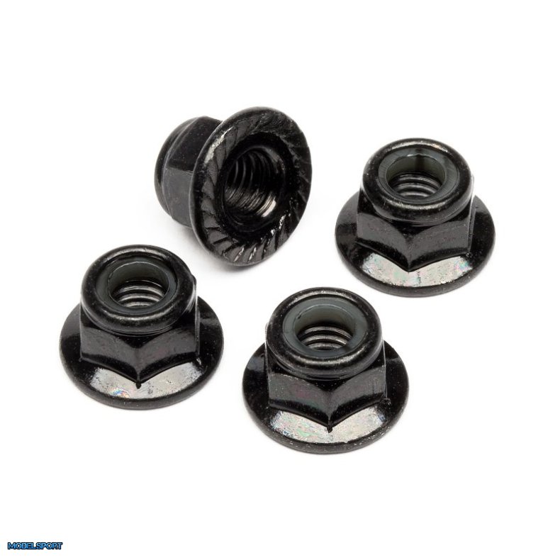 HPI Z682 Flanged Lock Nut M5 (Black/4Pcs)