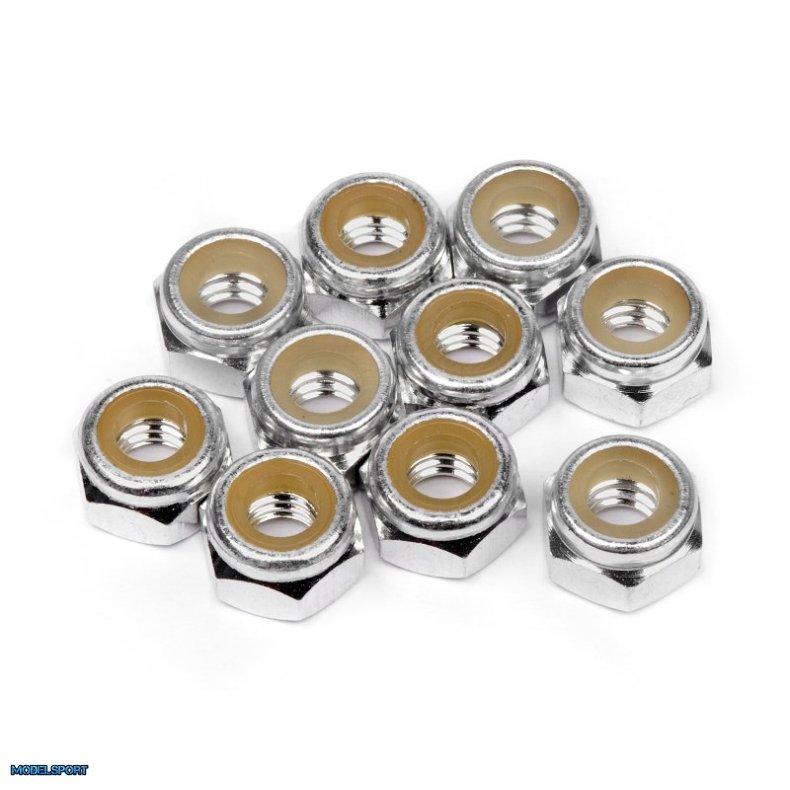 HPI Z866 Aluminum Lock Nut M4 (Silver/10Pcs)